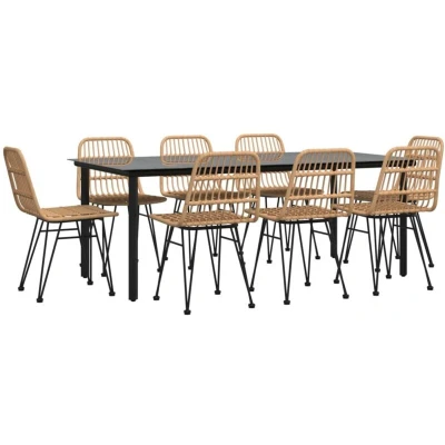 Image of vidaXL 9 Piece Garden Dining Set Poly Rattan