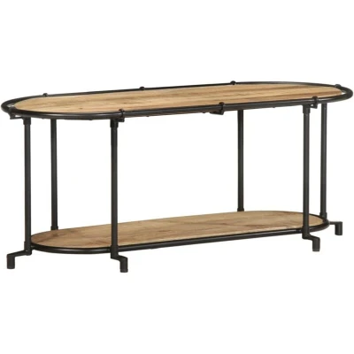 Image of vidaXL TV Cabinet Stand Unit Solid Mango Wood and Iron Modern Industrial Entertainment Centre Ample Storage Brown/Black 100 x 42 40 cm