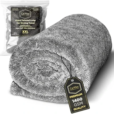 Image of CarMax Giant Twisted Loop Car drying Towel Double Sided XXL 90cm x 60cm 1400gsm Microfibre for fast streak free and detailing.