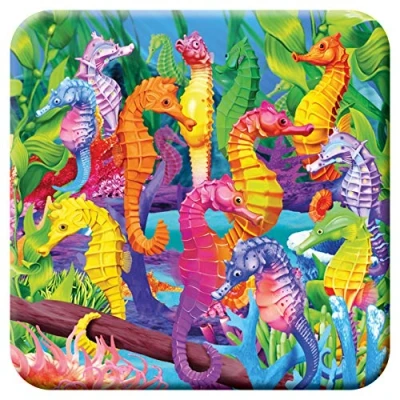 Image of 3D LiveLife Cork Coaster Hilarious Hippocampus from Deluxebase. Lenticular Seahorse Coaster. Non slip drinks mat with original artwork licensed renowned artist, Michael Searle