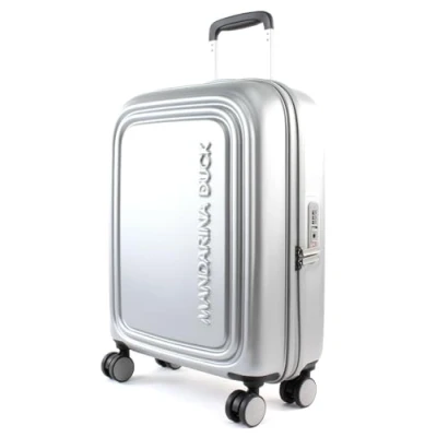 Image of Mandarina Duck Unisex Logoduck + Trolley Cabin P10SZV54 Trolley, SILVER, 40x55x20(LxHxW)
