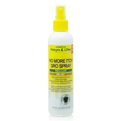 Image of Jamaican Mango &amp; Lime No More Itch Gro Spray 237ml For locs, twists, and braids. Helps reduce dry scalp. Minimizes dandruff. Healthy looking hair. Non Greasy Formula