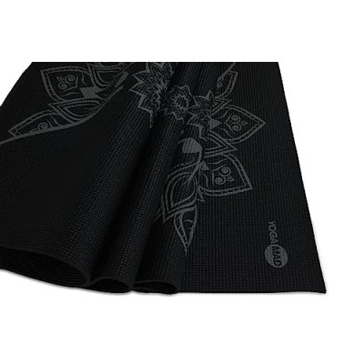 Image of Yoga Mad Mat with Alignment, Mandala Mat, Premium Non Slip Eco Friendly Material, 4mm, Ultra Lightweight for Pilates, Yoga, Stretching, Home Workouts and General Fitness