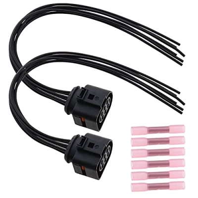 Image of ECSiNG 2x Car Taillight Wire Harness Connector 6 Pin Rear Light Loom Wiring Female Plug 30cm with 6x 0,50mm² 1,50mm² pipe 1J0973733 Compatible Audi TT Mk 2 2006 2012