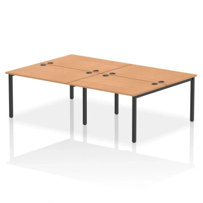 Image of Impulse Bench B2B 4 Person 1200 Black Frame Office Desk Oak