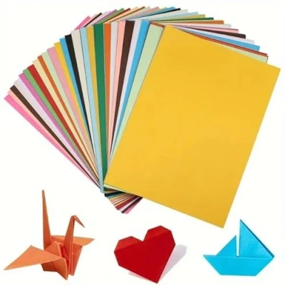 Image of Colourful Origami Paper 100 Sheets Craft for Handmade Origami, Kids, Adults, Beginners, Arts and Crafts Colorful Projects