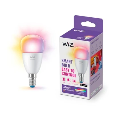 Image of WiZ Smart Colour Bulb, E14, 4.9W, Dimming, Dynamic Scenes, Connected WiFi Works with Alexa, Google Assistant &amp; HomeKit, App Control for Home Indoor Lighting, Bedroom, Energy Monitoring