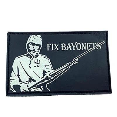 Image of Fix Bayonets Black Glow in The Dark Airsoft Paintball PVC Morale Patch