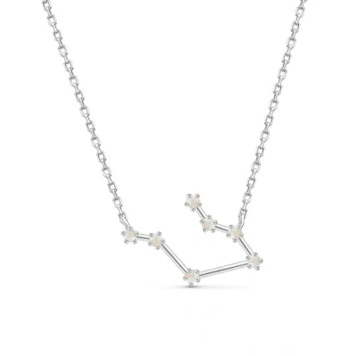 Image of Amberta Women 925 Sterling Silver Constellation Necklace with Cubic Zirconia Birthstone Zodiac CZ: Simulated Moonstone Gemini