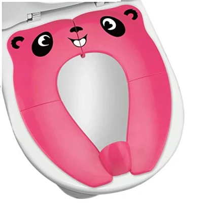 Image of [Upgrade Version] Foldable Potty Seat RIGHTWELL Travel Toilet Seat, Training Portable Toddler PP Material with Carry Bag (B, Pink)