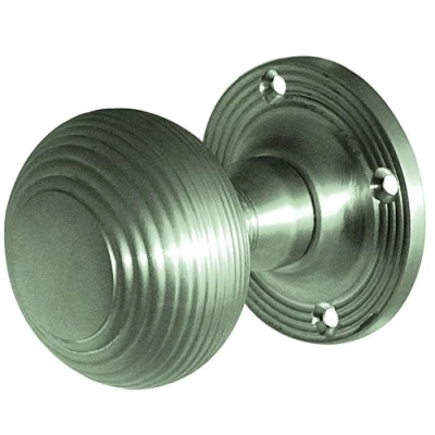 Image of Reeded Mortice Door Knob, Satin Chrome (1 Pair)