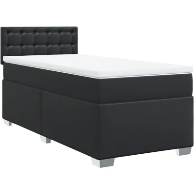 Image of vidaXL Box Spring Bed with Mattress Black 80x200 cm Faux Leather