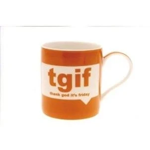Image of TGIF Thank God It&#039;s Friday Text Talk Acronyms Orange Fine China Mug in Gift Box