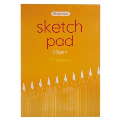 Image of Stephens White Coloured Sketch Paper Pad A3 90gsm 30 Sheets, Perfect for Drawing, Colouring, Creating A Or Doodle, As Notebook, Adults and Kids