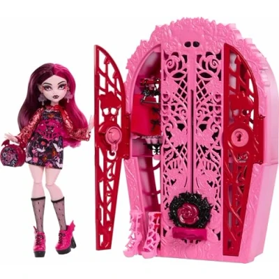 Image of Monster High Skulltimate Secrets Doll &amp; Accessories Set, Garden Mysteries Draculaura with Reveal Closet 19+ Tea Party Surprises like Clothes, HYT72