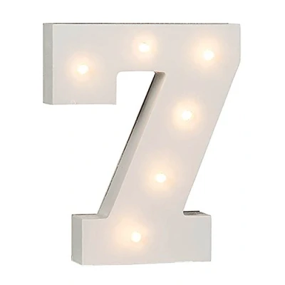Image of OOTB Illuminated Number 7 Light with 6 LED, Wood, White