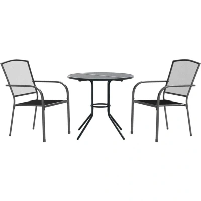 Image of vidaXL Stackable Garden Chair Set 3 pcs Anthracite Powder coated Steel