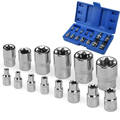 Image of oumuik 14pcs Female E Star Torx Socket Set E4 E24 On Rail 1/4&quot;1/2&quot;3/8&quot; Type Sockets Insert Nut