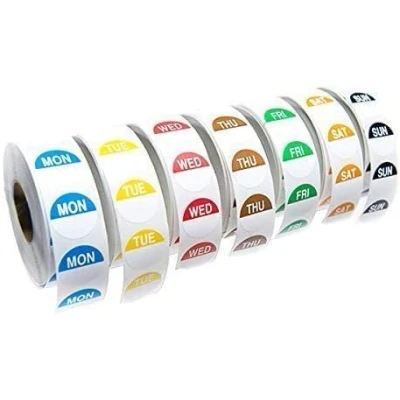 Image of We Can Source It Ltd Food Label Colour Coded Day Dots Full Week 1000 Stickers per Hygiene Labels, Rotation Labels with Card Dispenser for Commercial Kitchen and Restaurants