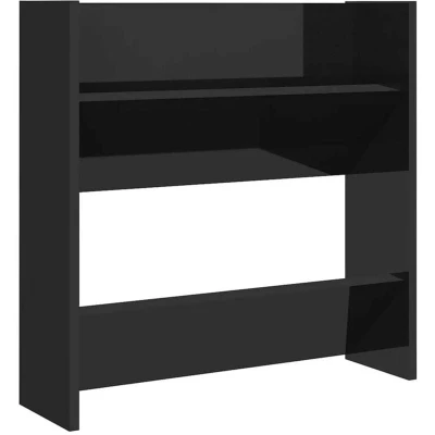 Image of vidaXL Wall Shoe Cabinet High Gloss Black 60x18x60 cm Engineered Wood