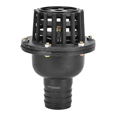Image of Check Valve, Water Pump Foot Valve Black PVC Low Pressure Flat for Fluid Machine with Professionally Practically, Threaded Tube Fittings (1.5in)
