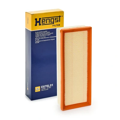 Image of L8R0133843K Air Filter HENGST E676L01 65mm 128mm 322mm Insert AUDI: A5 B8 Coupe, A4 Avant, Sportback