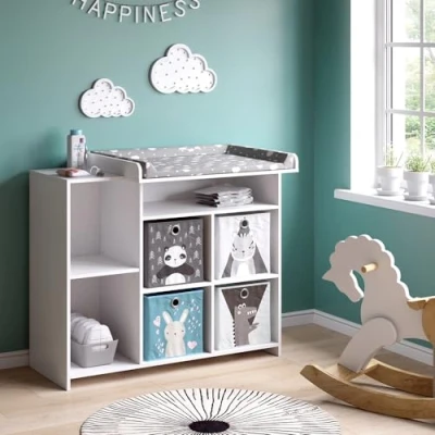 Image of Vicco Changing dresser Oskar, White, 113 x 100 cm with open shelves