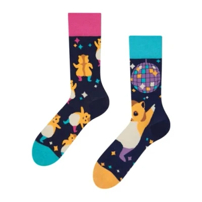 Image of Dedoles Unisex Socks for Women, Men &amp; Kids Cotton Funny Designs Football Bicycle Horses Plants Firefighter Gift Mismatched, Design: Hamster Proms, Colour: Blue, Size: 3 5 M / 2 4,5 W UK