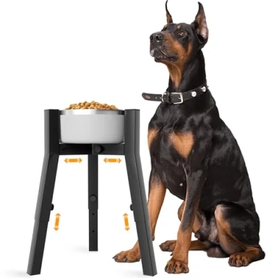 Image of Dog Bowl Stand for Large Dogs, Adjustable Width &amp; Height, Elevated Bowls 7 10.7&quot; Wide Bowls, 3 Height Adjustment, Tall Food Water Bowl, Single Holder,Bowl Not Included