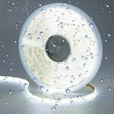 Image of GOMING 10M/32.8ft 24V COB LED Strip Light Waterproof IP65 Cool White 6000K Uniform Glow 3840LEDs CRI 93+ Flexible Tape Lights for DIY Cabinet Bedroom Kitchen Home Decor(No Power Supply)