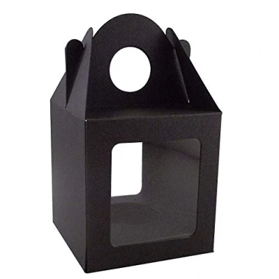 Image of 10 x Medium Black Single Cupcake/Muffin/Fairy Cake Boxes with 2 Windows