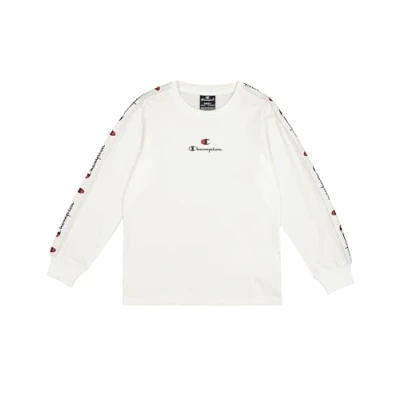 Image of Champion Retro Sport Crewneck Long Sleeve Unisex sleeved top for kids, Size: 9 10y, White