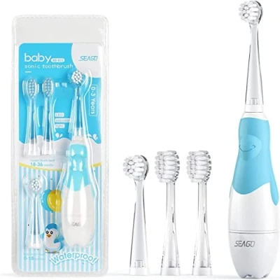 Image of SEAGO SG 513 Blue Children&#039;s Sonic Toothbrush, Blue, 1xAAA 1.5V (not Included), 4 Tips