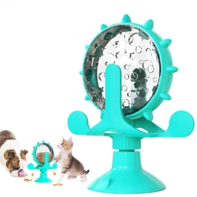 Image of YATOSEEN Interactive Cat Toy, Treat Dispensing Feeder Toy Dog Slow Windmill Turntable Teasing Dispenser Toys with Suction Cup Puppy Pet Puzzle