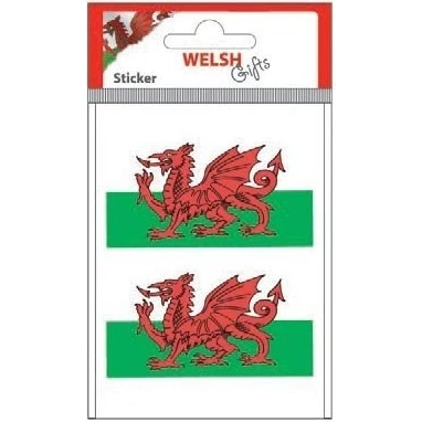 Image of Wales Welsh Cymru Flag Decal Sticker Car Bike (Dragon x2 Mini Oblong)