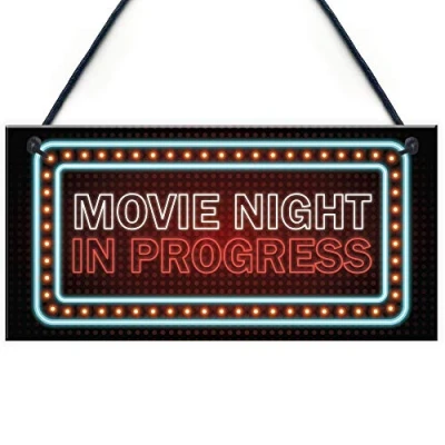 Image of RED OCEAN Novelty Cinema Room Sign NEON EFFECT Movie Night Plaque Home Decor Gift