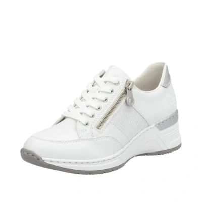 Image of Rieker Women&#039;s Frühjahr/Sommer N4322 Low Top Sneakers, White (Weiss/Weiss Silber/Argento/ 80 80), 3.5 UK