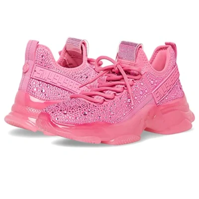 Image of Steve Madden Women&#039;s Maxima Sneaker, Pink Rhinestone, 3.5 UK