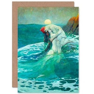 Image of Wee Blue Coo GREETINGS CARD BIRTHDAY GIFT PAINTING SEASCAPE MERMAID