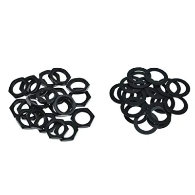 Image of Dopro 20 Guitar Input Output Jack Socket Nut and Washer Metric Nuts for Import Guitars Black