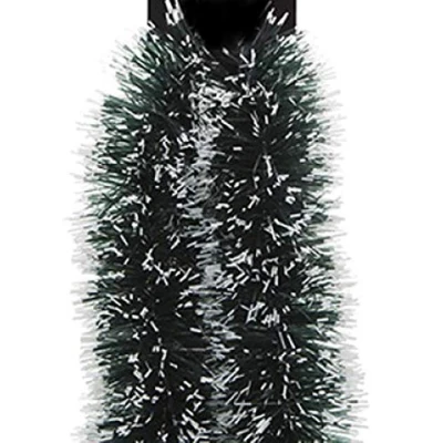 Image of Dark Green Snow Tipped Tinsel Thick Fluffy 3 Metre /118 Inches 6ply Garland Item Name (aka Title)