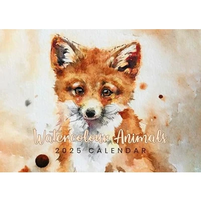 Image of evelay 2025 A4 Watercolour Animals Calendar Month to View A3 When Open Wall Family Planner Home Office Made in UK