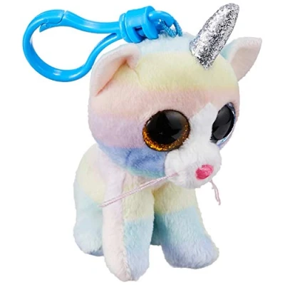 Image of TY T35232 Unicorn Heather CAT W/Horn Boo Key Clip, Multi Coloured, Multicolored, 11 x 6 5 cm