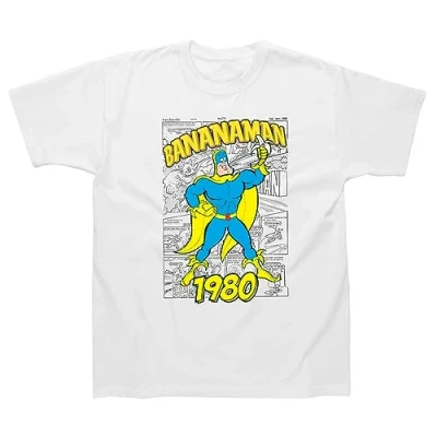 Image of Beano Comics Mens T Shirt (Bananaman 1980 Design). Machine Washable Tshirt, White Shirt, Shirts for Men UK, Tshirt Genuine Merchandise