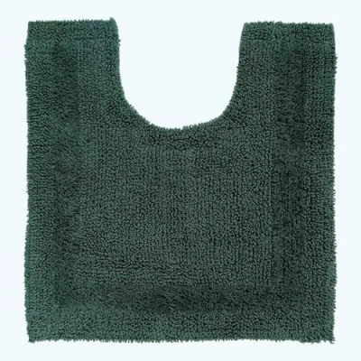 Image of HOMESCAPES Toilet Mat, Luxury 1600gsm Extra Soft 100% Cotton, Reversible Bathroom Mats Non Slip, Washable, Super Absorbent, Quick Dry, Moss Green Pedestal Mat for Toilet, 50 x 55 cm