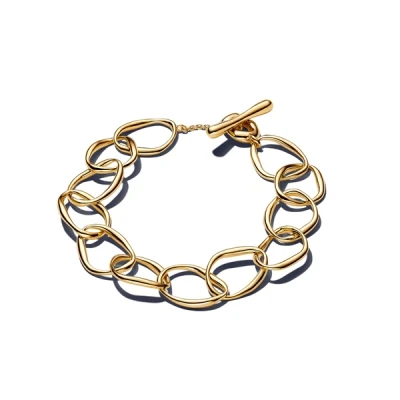Image of Pandora Gold Organically Shaped Link Bracelet