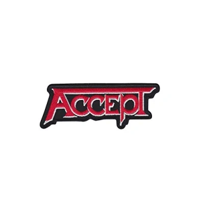 Image of Accept Red Silver Heavy Metal Patch Badge Embroidered Iron on Applique Souvenir Accessory