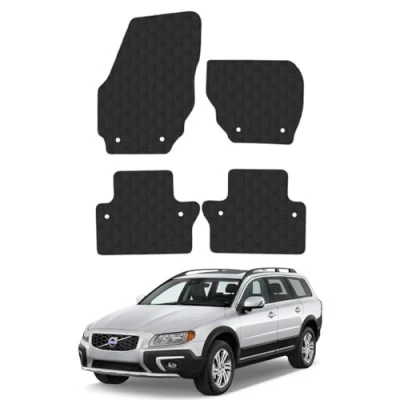 Image of 5mm Rubber Car Mats Compatible With Volvo XC70 (2007 2016) [Auto] Tailored Fit Floor Set Accessory Custom Anti Slip Backing Heavy Duty Waterproof Easy Clean Durable Weather Full Coverage