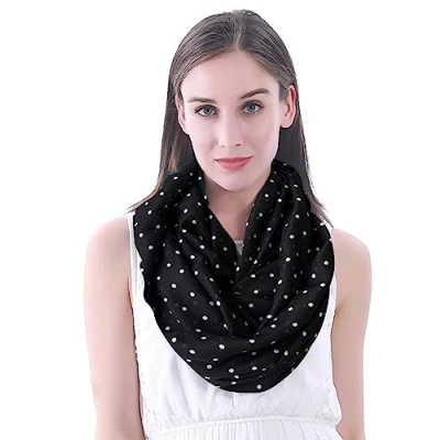 Image of Lina &amp; Lily Polka Dot Print Women&#039;s Infinity Scarf Snood Lightweight (Black)