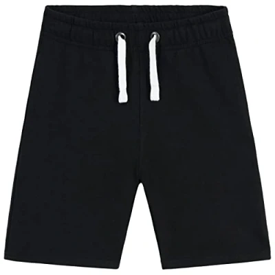 Image of Boys Shorts for Kids Teenagers Summer French Terry Sports Running Activewear Football with Pockets Casual Holiday Beach Jersey Breathable (Black, 11 12 Years)